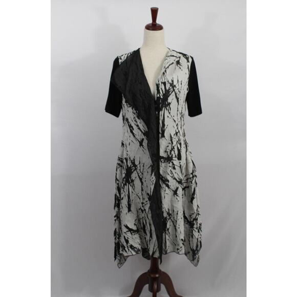 XD Xenia Design Sz 38 L 8 Black Gray Linen Blend Lagenlook Dress - Picture 8 of 10